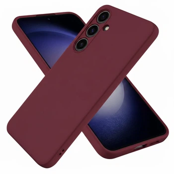 Чехол Fiji Full Soft Premium для Samsung Galaxy S24 (S921) противоударный бампер с микрофиброй Bordo