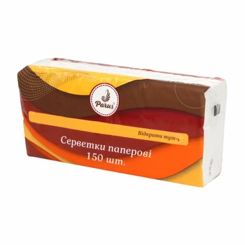 Салфетки бумажные белые двухслойные Parus Orange, 150 шт