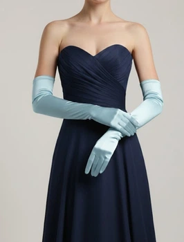 Довгі атласні рукавички honey fashion accessories s/m/l блакитні (30к048)