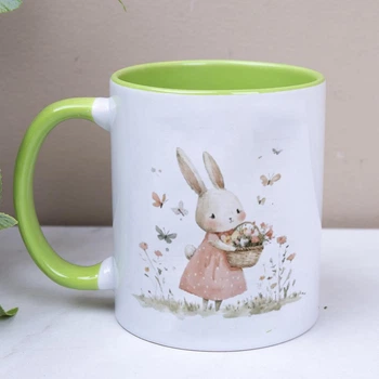 Чашка керамическая Кролик с корзиной и бабочками 2240-515