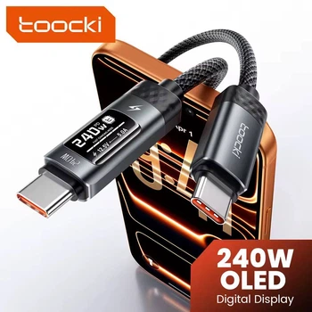 Кабель 1м 240W Toocki Type-C-Type-C PD LED дисплей Быстрая зарядка индикатор Macbook Apple iPhone Samsung