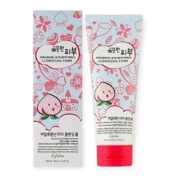 Пена для лица Esfolio Pure Skin Hyaluronic acid Pink peach Cleansing Foam с гиалурованной кислотой и персиковой эссенцией