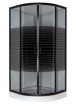 Душова кабіна VIVIA JK 091 Black S Line New 90×90×191 з низьким піддоном, чорний профіль, скло з малюнком