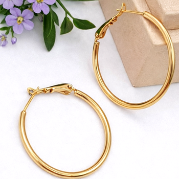 Сережки-кільця Xuping Jewelry діаметр 3см медичне золото позолота 18К с781