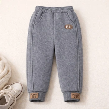 Детские утепленные штаны-джоггеры на меху Unisex, размер 130, цвет Графит