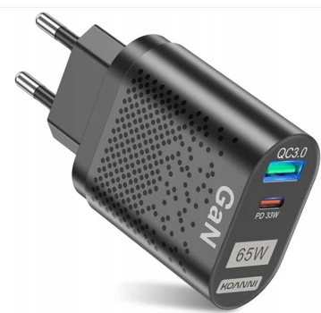 Зарядное устройство GaN2 65W 2 USB-C (PD3.0) + кабель USB-C 100W Black (Al3)