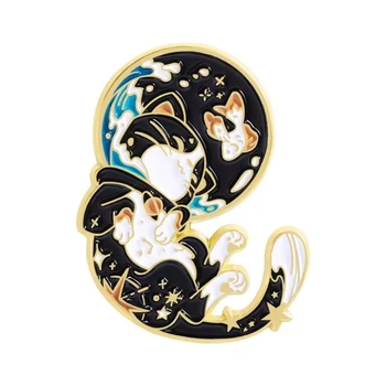 Значок BROCHE брошь бижутерия Животные Кот-астронавт чёрный BRGV115258