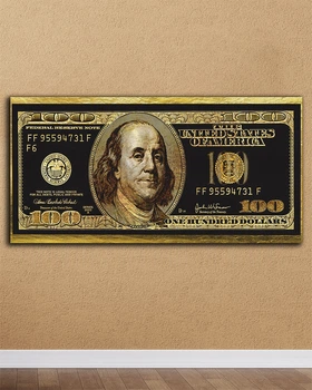 Картина сто доларів - Golden 100 Dollars - 30х60 см
