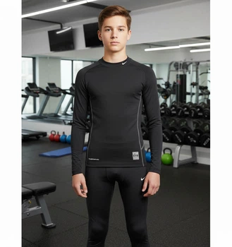 Детский компрессионный комплект для тренировок, черный 152