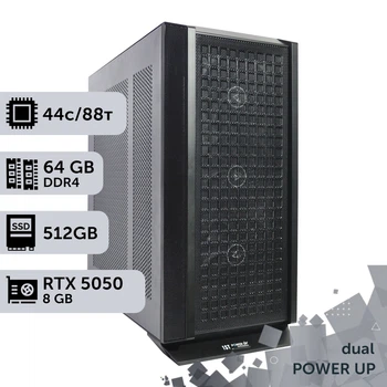 Двухпроцессорная рабочая станция PowerUp #579 Xeon E5 2699 v4 x2/64 GB/SSD 512GB/GeForce RTX 5050 8GB для 3D моделирования видеомонтажа рендеринга для инженеров и архитекторов