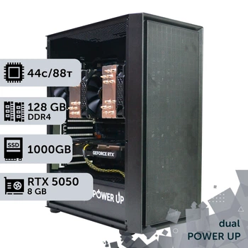 Двухпроцессорная рабочая станция PowerUp #578 Xeon E5 2699 v4 x2/128 GB/SSD 1TB/GeForce RTX 5050 8GB для 3D моделирования видеомонтажа рендеринга для инженеров и архитекторов