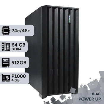 Двухпроцессорная рабочая станция PowerUp #575 Xeon E5 2690 v3 x2/64 GB/SSD 512GB/NVIDIA Quadro P1000 4GB для 3D моделирования видеомонтажа рендеринга для инженеров и архитекторов