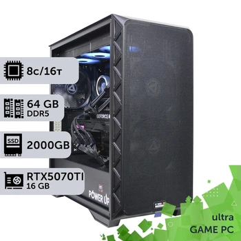 Игровой компьютер GamePC Ultra #543 Ryzen 7 9800 X3D/64 GB/SSD 2TB/GeForce RTX 5070Ti 16GB сборка для киберспорта современных игр стрима