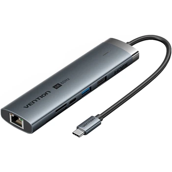 Док-станція USB3.2 Type-C --> HDMI 60Hz/USB 3.0/USB2.0/RJ45/SD/TF/PD 100W Hub 8-in-1 Vention