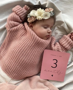 Карточки для фото новорождённой девочки Месяцы 1–12 Milestone Cards Baby Girl
