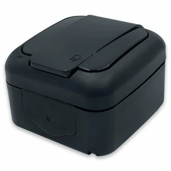Розетка наружная с крышкой с шторками VIKO Palmiye черная IP54