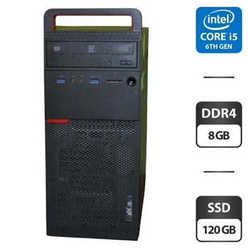 Комп'ютер Lenovo ThinkCentre M700 Tower / Intel Core i5-6400 (4 ядра по 3,7 - 3,3 ГГц) / 8 ГБ DDR4 / 120 ГБ SSD / Intel HD Graphics 530 / DVD-ROM / Windows 11 Pro б/в