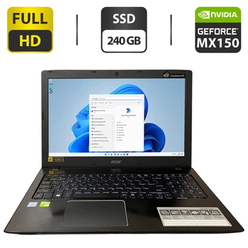 Ноутбук Б-класс Acer Aspire E5-576G-5762 / 15.6" (1920x1080) IPS / Intel Core i5-8250U (4 (8) ядра по 1.6 - 3.4 GHz) / 16 GB DDR3 / 240 GB SSD M.2 / nVidia GeForce MX150, 2 GB GDDR5, 64-bit / WebCam / DVD-ROM б/у