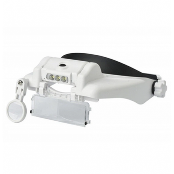 Лупа очки бинокулярные для рукоделия для пайки третья рука Magnifier MG81 3.5х 9.5х 11.5х с LED-подсветкой и сменными увеличительными стеклами