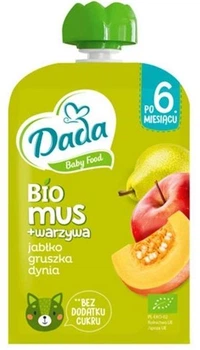 Пюре дитяче Dada Baby Food BIO Яблуко, Груша та Гарбуз, пауч 100 г, з 6 місяців