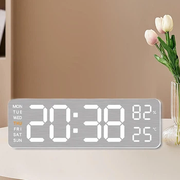 Годинник Deepfox DS-5513 LED цифровий електронний настільний / настінний Будильник Дата Температура Вологість 22.8х7.5см білий