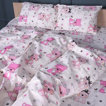 Комплект постільної білизни MirSon Бязь 17-0776 Magic cats pink 143 x 210 см (2200011238210)
