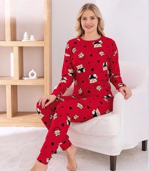 Тепла жіноча піжама Pijamoni XL Яскраво-червоний