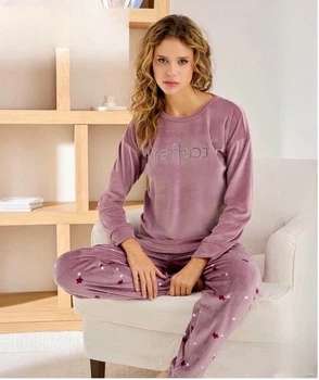 Жіночий оксамитовий костюм для дому Pijamoni 4210-24 Лавандовий XL