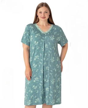 Нічна жіноча сорочка Мʼятний 7XL Cotpark арт 12173