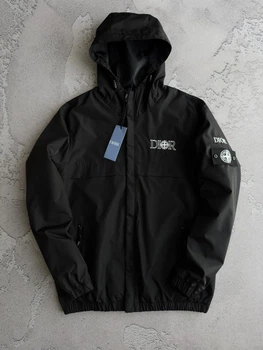 Мужская ветровка - куртка Dior x Stone Island водоотталкивающая 2XL черный