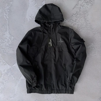 Весняная ветровка-анорак Stone Island водонепроницаемая GORE-TEX S черный