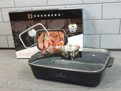 Жаровня Edenberg EB-12122 с крышкой и мраморным покрытием 4 л 30x21,5x7,0 см .