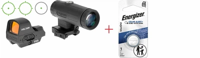 Комплект коліматор + магніфер Holosun HS510C Green Dot & HM3X Combo+ Подарок Energizer 2032 Lithium 3V