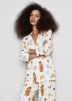 Пижамная рубашка Primark Cosy Printed Boyfriend Pyjamas XL Для дома и сна Молочный (8821)