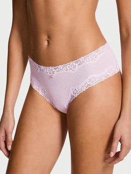 Женские трусики Victoria's Secret (555739132173) Cotton Shadow Stripe Lace-Waist Cheeky XS бузковые