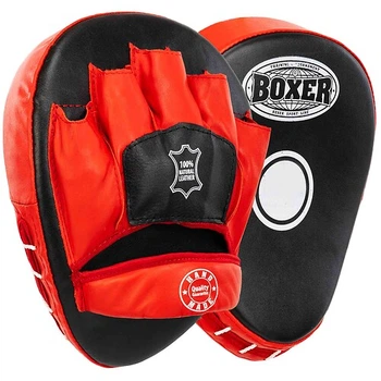 Лапа Изогнутая для бокса и единоборств 2шт 23x19x4см Кожа BOXER черный-красный 2010-01