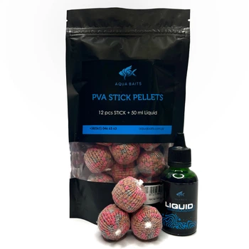 Готові ПВА стіки Aqua baits PVA Stick Pellets 12шт "Сквід" 4 мм + 50 мл ліквіду