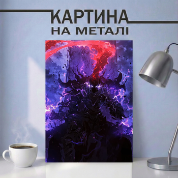 Аниме картина на металле 21х30 (А4) Поднятие уровня в одиночку (Solo Leveling) — с персонажем Игрис (Igris), уникальный подарок