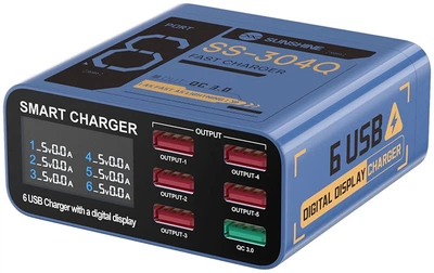 Быстрое зарядное устройство Sunshine SS-304Q 3.5A / 5xUSB / 1xUSB QC3.0 / 40W Blue