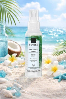 Лосьон-спрей для тела Avon Senses "Мальдивские пески" с ароматом Морской соли, Франжипани и Плюмерии., 100 мл