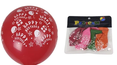 Кульки Pelican 12' (30 см) "Happy birthday!", 5шт/уп Різнокольоровий Pelican (1205С-400)
