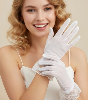 Жіночі сіточні рукавички з мереживом Honey Fashion Accessories S/M/L білий (7-80)