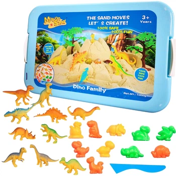 Кинетический песок для детей "Dino Family",масса для лепки набор детский, игровой для творчества с формами для лепки