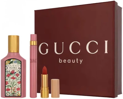 Zestaw damski Gucci Flora Gorgeous Gardenia Woda perfumowana 50 ml + Miniaturka Woda perfumowana 10 ml + Pomadka 1 g (3616305838216)