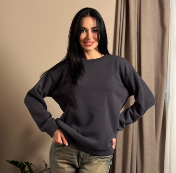 Базова тепла жіноча кофта світшот на флісі вільного крою 46-48, графіт