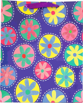 Zestaw torebek prezentowych Jupiter brokatowa w kwiatki 32 x 26 x 5 cm 12 szt (5907489004343)