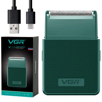 Электробритва шейвер с триммером, от USB, VGR V-376, Зеленая
