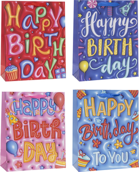 Zestaw torebek prezentowych Rozette Lux ze wzorem świątecznym 32.5 x 26 x 3.1 cm 12 szt (5907354136865)