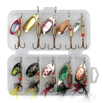 Набір обертових блешень Metal Spinner Baits у коробці 10 шт 3 - 7.4 г