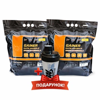 Набір для набору маси Гейнер BioLine Nutrition 6 кг (3+3) смак Банан + шейкер у подарунок Німечина